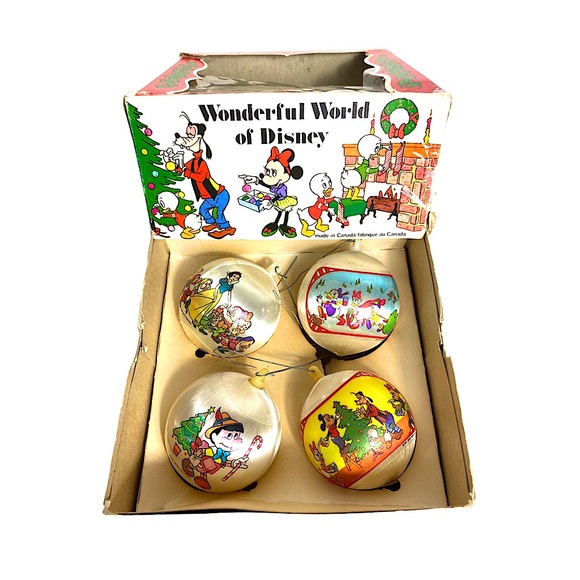 Disney Other - Vintage 80s Disney Alderbrook Satin Christmas Ornaments Original Box Set of 4